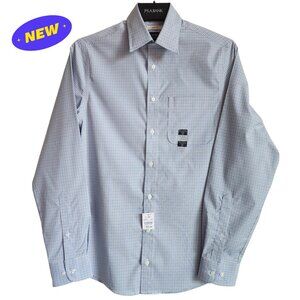 14.5 32/33 Dress Shirt White Blue Beige Slim Fit Jos A Bank Traveler Checked Nwt